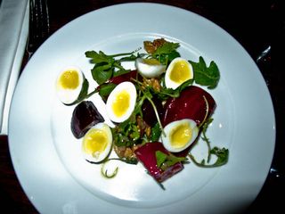 Quails eggs beets & walnuts