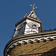 Six-sided clock at the Railway Hotel