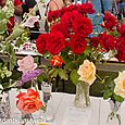 Vase of floribunda roses