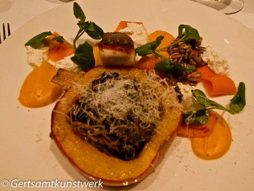 Seabass pumpkins chanterelles