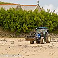 Tractor and church