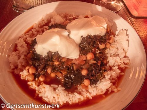 Chickpea, tamarind and kale stew