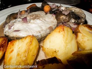 Hake and mushrooms