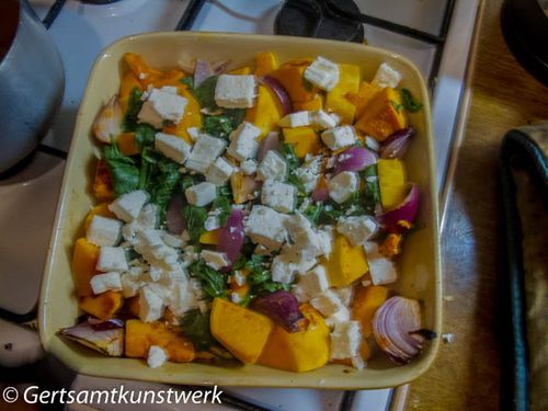 Butternut squash feta and red onion