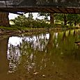 Under the footbridge