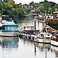 Boats moored at Teddington