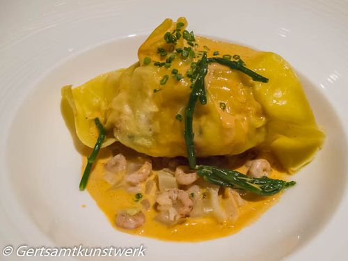 Lobster and scallop ravioli