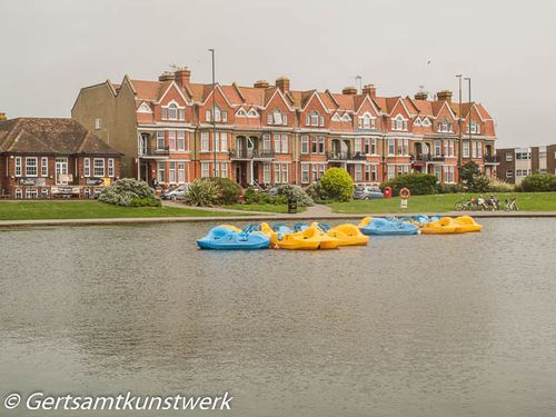 Boating lake and cyclists