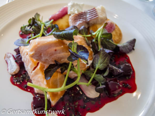 Salmon, smoked eel, watercress, beetroot, horseradish