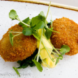 Brixham crab cakes, wilted kale