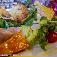English garden salad and curd cheese