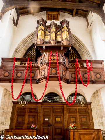 Poppies on organ loft