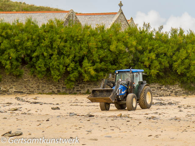 Tractor and church